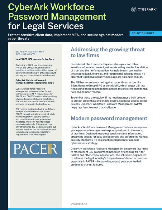 CyberArk Workforce Password Management for Legal Services