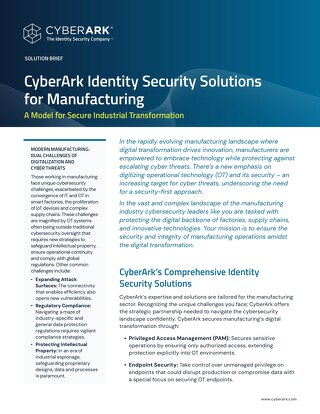 CyberArk Identity Security Solutions for Manufacturing
